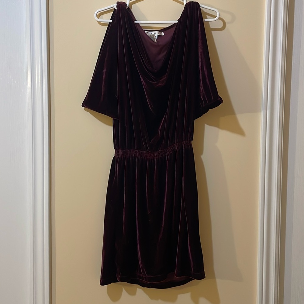 Burgundy velvet draped-style dress